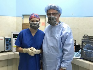 Ken Roberts, head of sterilization with OR nurse Caroline Rienzo
